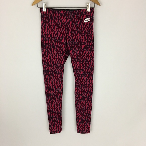Nike Pants - Nike Pink Black Logo Spell-Out Leggings Size M